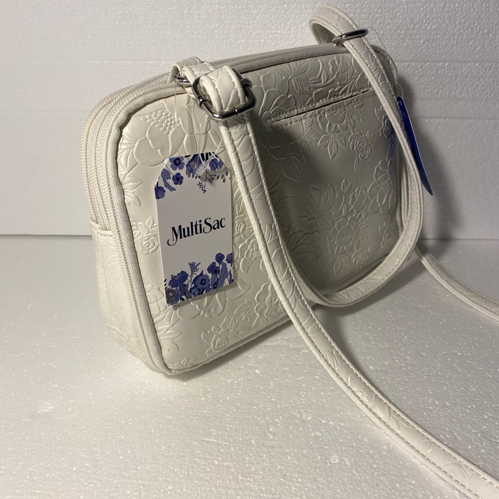 Elegant white Floral Embossed Crossbody Bag - Picture 2 of 5